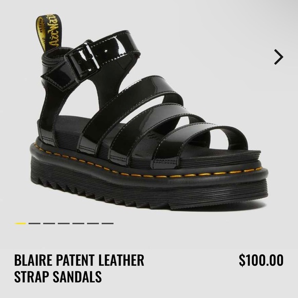 (sold) Dr. Martens W8/M6.5 Blaire patent leather strap sandals - Picture 3 of 4